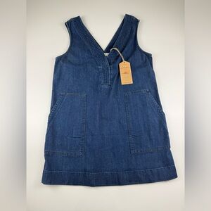 Faherty Azure Organic Cotton Denim Mini Dress Sz Large Cowgirl Western Festival